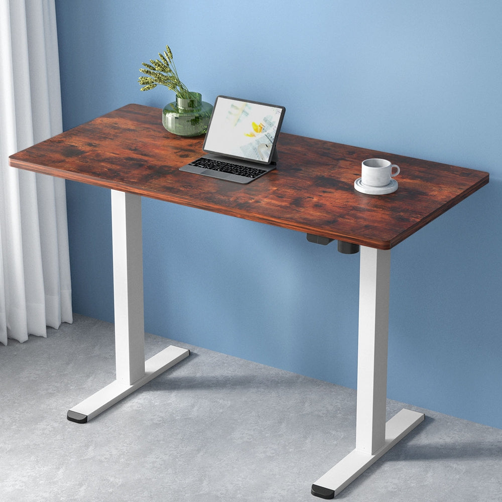 Artiss Standing Desk Motorised Sit Stand Desks Rustic Brown 120CM