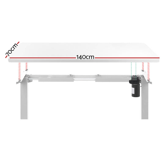 مكتب Artiss Standing Desk بمحرك يعمل على الجلوس والوقوف، أبيض، 140 سم