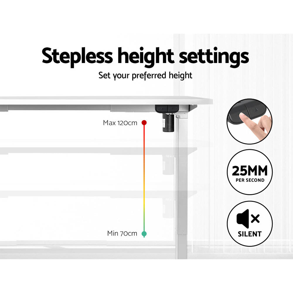 مكتب Artiss Standing Desk بمحرك يعمل على الجلوس والوقوف، أبيض، 140 سم