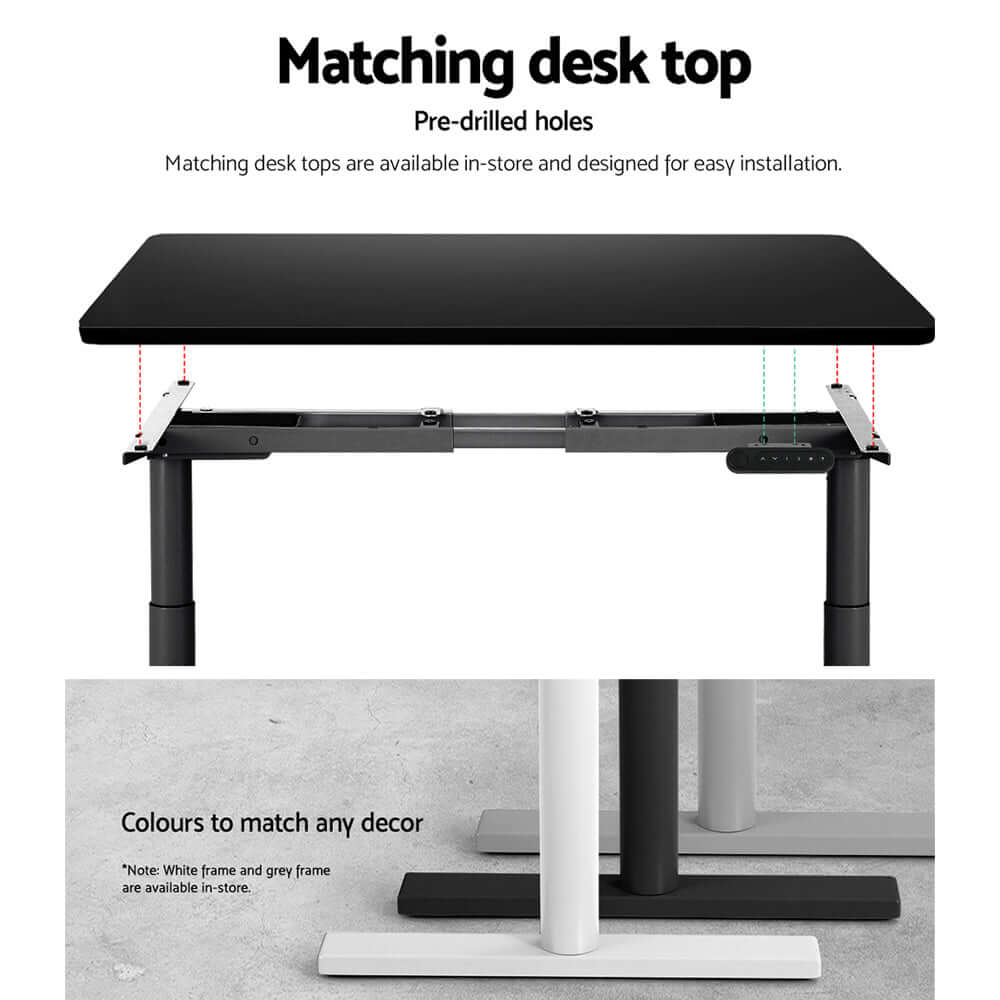 Artiss Standing Desk Frame Only Dual Motor Motorised Adjustable 125KG Load Black