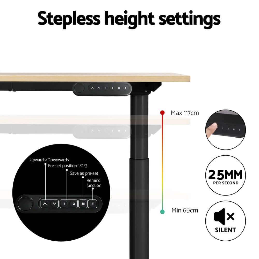 Artiss Standing Desk Motorised Electric Dual Motor White Oak 120CM