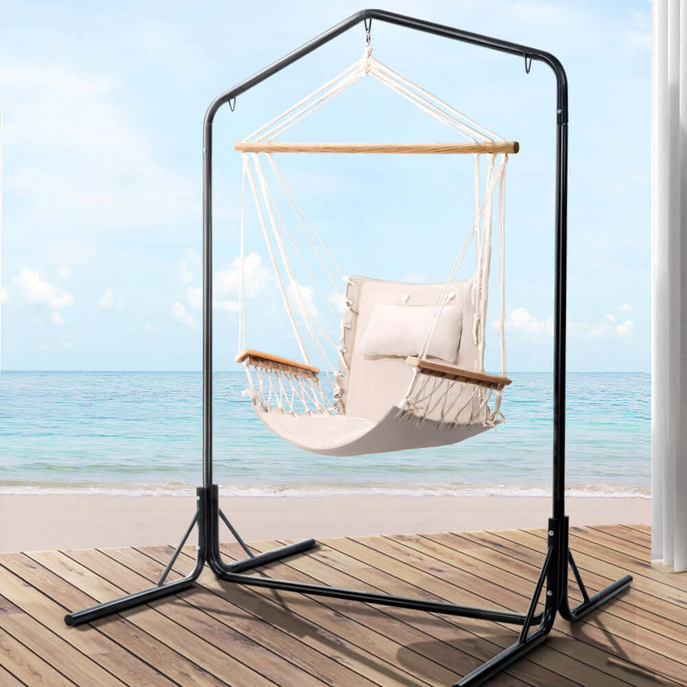 DSZ Product, feed-cond-new, feed-sl-DSZ Freight Payable, newGardeon Outdoor Hammock Chair With Stand Swing Hanging Hammock Garden Cream - Premium Home & Garden > Hammocks > Hammocks & Accessories from Gardeon ! Shop Online Buy Now at S & D's Value Store Family Business Best Customer ServiceDSZ Product, feed-cond-new, feed-sl-DSZ Freight Payable, new