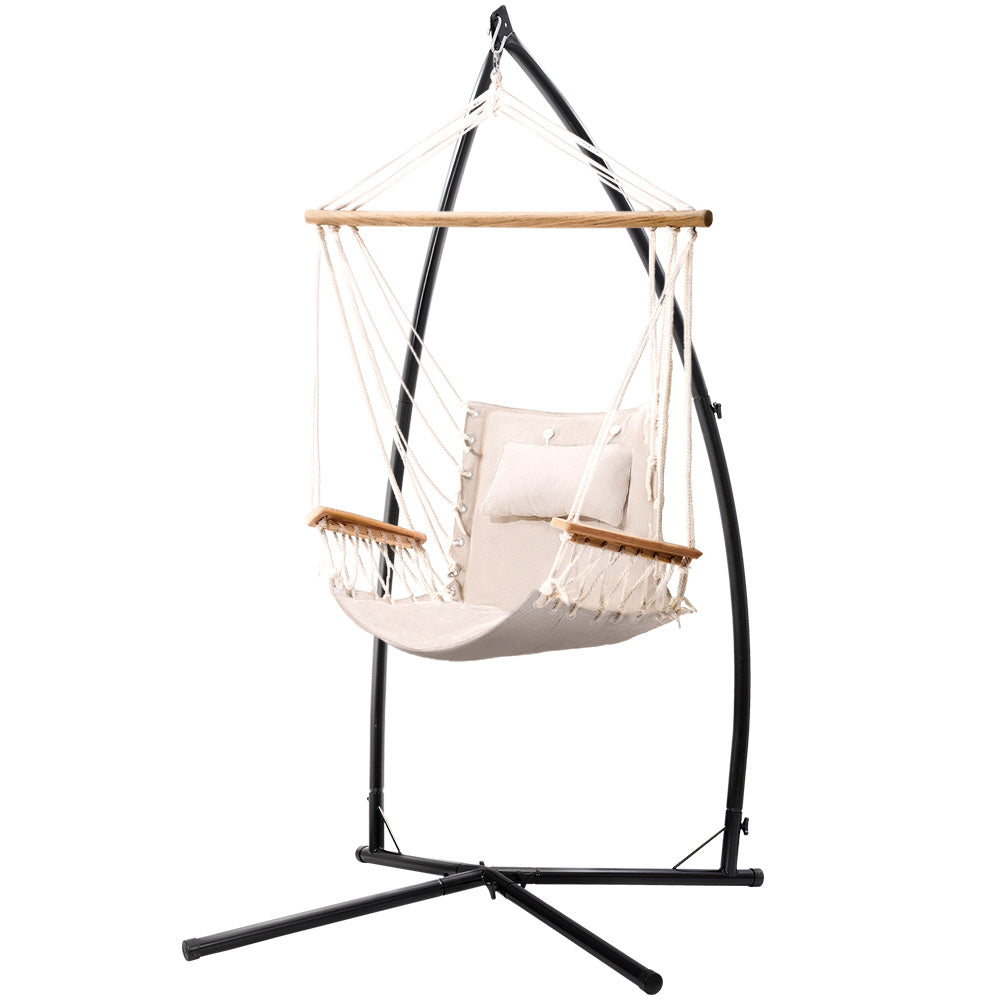 DSZ Product, feed-cond-new, feed-sl-DSZ Freight Payable, newGardeon Hammock Chair With Steel Stand Armrest Outdoor Hanging Cream - Premium Furniture > Outdoor > Outdoor Chairs from Gardeon ! Shop Online Buy Now at S & D's Value Store Family Business Best Customer ServiceDSZ Product, feed-cond-new, feed-sl-DSZ Freight Payable, new