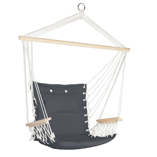 Gardeon Hammock Chair เปลญวนแบบแขวนพร้อมที่วางแขนสำหรับตั้งแคมป์ สีเทา 