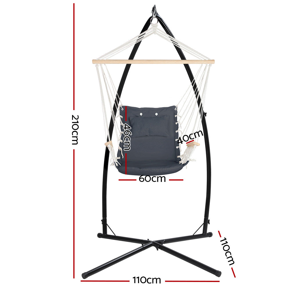 DSZ Product, feed-cond-new, feed-sl-DSZ Freight Payable, newGardeon Hammock Chair With Steel Stand Armrest Outdoor Hanging Grey - Premium Furniture > Outdoor > Outdoor Chairs from Gardeon ! Shop Online Buy Now at S & D's Value Store Family Business Best Customer ServiceDSZ Product, feed-cond-new, feed-sl-DSZ Freight Payable, new