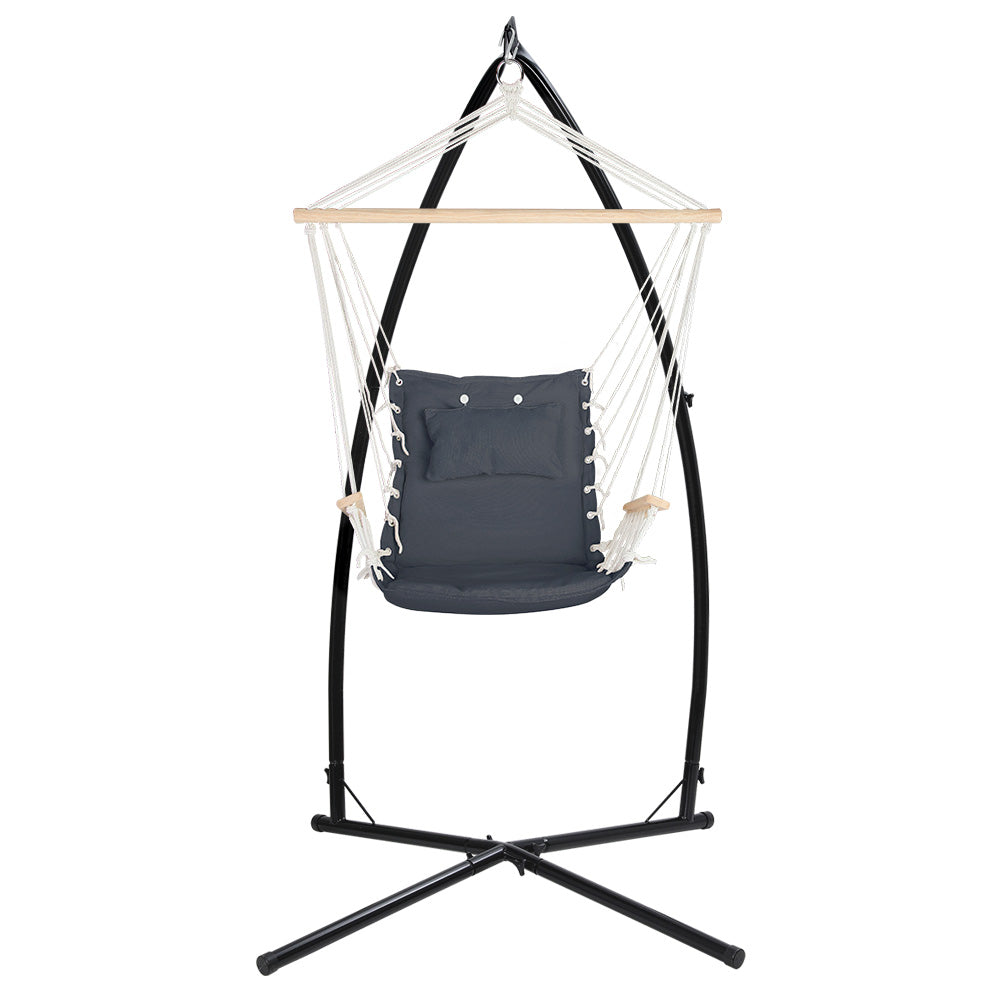 DSZ Product, feed-cond-new, feed-sl-DSZ Freight Payable, newGardeon Hammock Chair With Steel Stand Armrest Outdoor Hanging Grey - Premium Furniture > Outdoor > Outdoor Chairs from Gardeon ! Shop Online Buy Now at S & D's Value Store Family Business Best Customer ServiceDSZ Product, feed-cond-new, feed-sl-DSZ Freight Payable, new