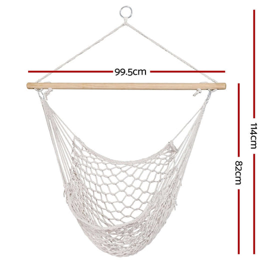 Gardeon Hammock Chair Outdoor Hanging Camping Mesh Indoor Cream