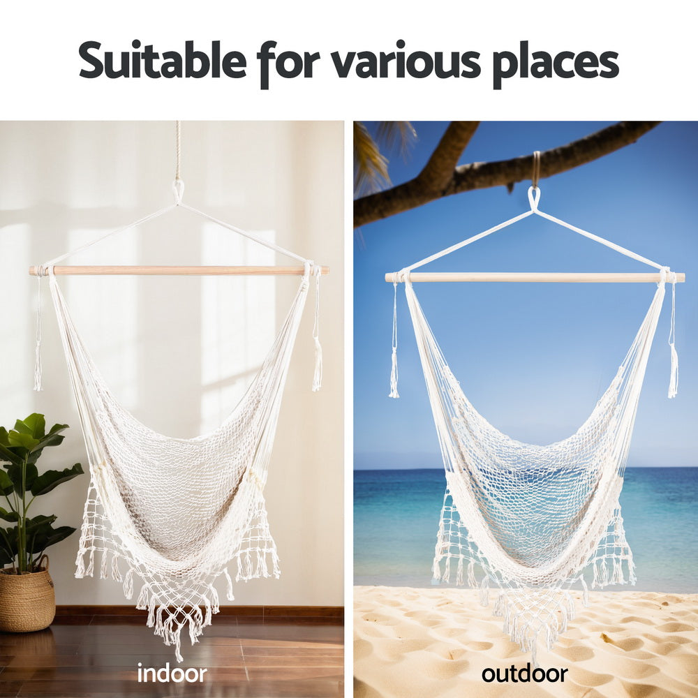 _label_, DSZ Product, feed-cond-new, feed-sl-free shipping, free-shipping, newGardeon Hammock Chair Swing Camping Mesh Cream - Premium Home & Garden > Hammocks > Hammocks & Accessories from Gardeon ! Shop Online Buy Now at S & D's Value Store Family Business Best Customer Service_label_, DSZ Product, feed-cond-new, feed-sl-free shipping, free-shipping, new