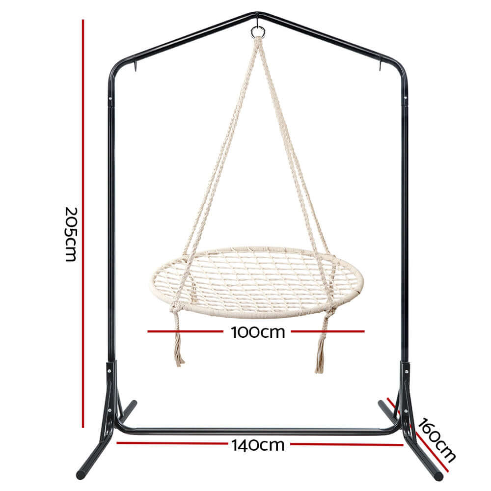 Gardeon Hammock Chair พร้อมขาตั้ง Nest Web Outdoor Swing 100ซม.