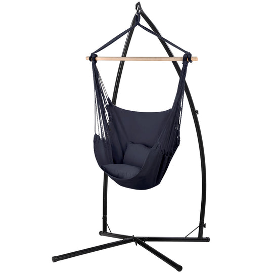 DSZ Product, feed-cond-new, feed-sl-DSZ Freight Payable, newGardeon Hammock Chair Outdoor Camping Hanging With Steel Stand Grey - Premium Furniture > Outdoor > Outdoor Chairs from Gardeon ! Shop Online Buy Now at S & D's Value Store Family Business Best Customer ServiceDSZ Product, feed-cond-new, feed-sl-DSZ Freight Payable, new