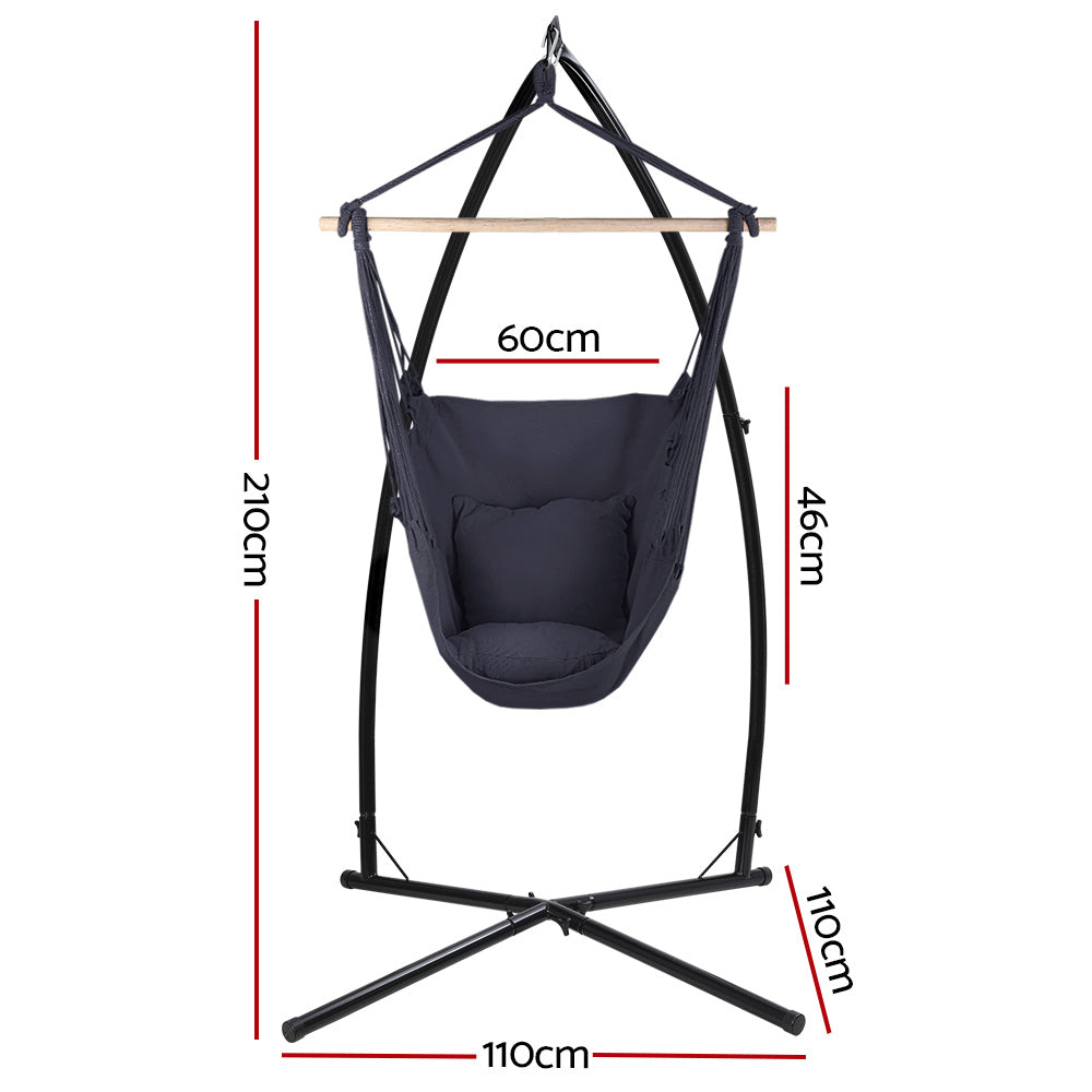 DSZ Product, feed-cond-new, feed-sl-DSZ Freight Payable, newGardeon Hammock Chair Outdoor Camping Hanging With Steel Stand Grey - Premium Furniture > Outdoor > Outdoor Chairs from Gardeon ! Shop Online Buy Now at S & D's Value Store Family Business Best Customer ServiceDSZ Product, feed-cond-new, feed-sl-DSZ Freight Payable, new