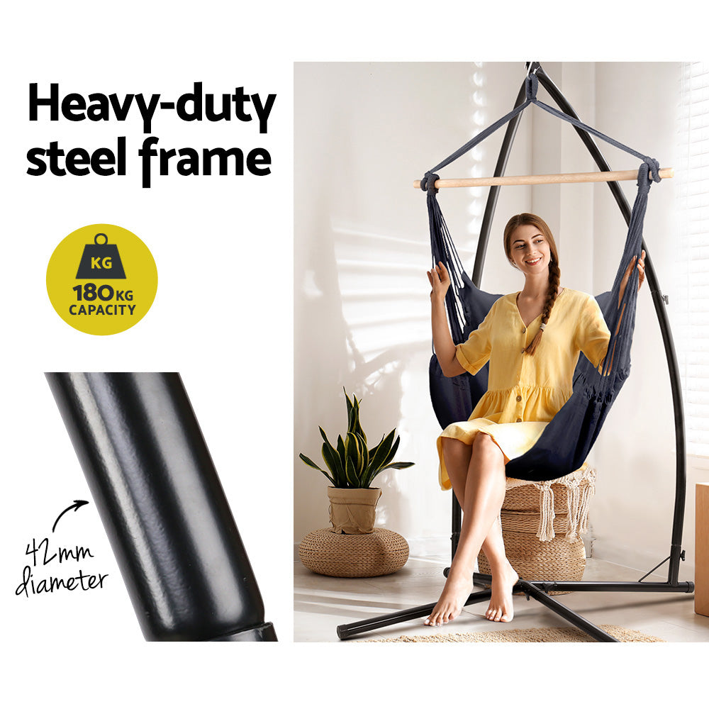 DSZ Product, feed-cond-new, feed-sl-DSZ Freight Payable, newGardeon Hammock Chair Outdoor Camping Hanging With Steel Stand Grey - Premium Furniture > Outdoor > Outdoor Chairs from Gardeon ! Shop Online Buy Now at S & D's Value Store Family Business Best Customer ServiceDSZ Product, feed-cond-new, feed-sl-DSZ Freight Payable, new