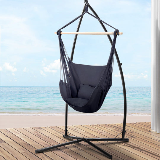 DSZ Product, feed-cond-new, feed-sl-DSZ Freight Payable, newGardeon Hammock Chair Outdoor Camping Hanging With Steel Stand Grey - Premium Furniture > Outdoor > Outdoor Chairs from Gardeon ! Shop Online Buy Now at S & D's Value Store Family Business Best Customer ServiceDSZ Product, feed-cond-new, feed-sl-DSZ Freight Payable, new