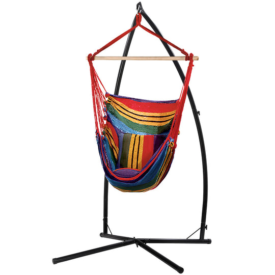 DSZ Product, feed-cond-new, feed-sl-DSZ Freight Payable, newGardeon Hammock Chair Outdoor Camping Hanging With Steel Stand Rainbow - Premium Furniture > Outdoor > Outdoor Chairs from Gardeon ! Shop Online Buy Now at S & D's Value Store Family Business Best Customer ServiceDSZ Product, feed-cond-new, feed-sl-DSZ Freight Payable, new