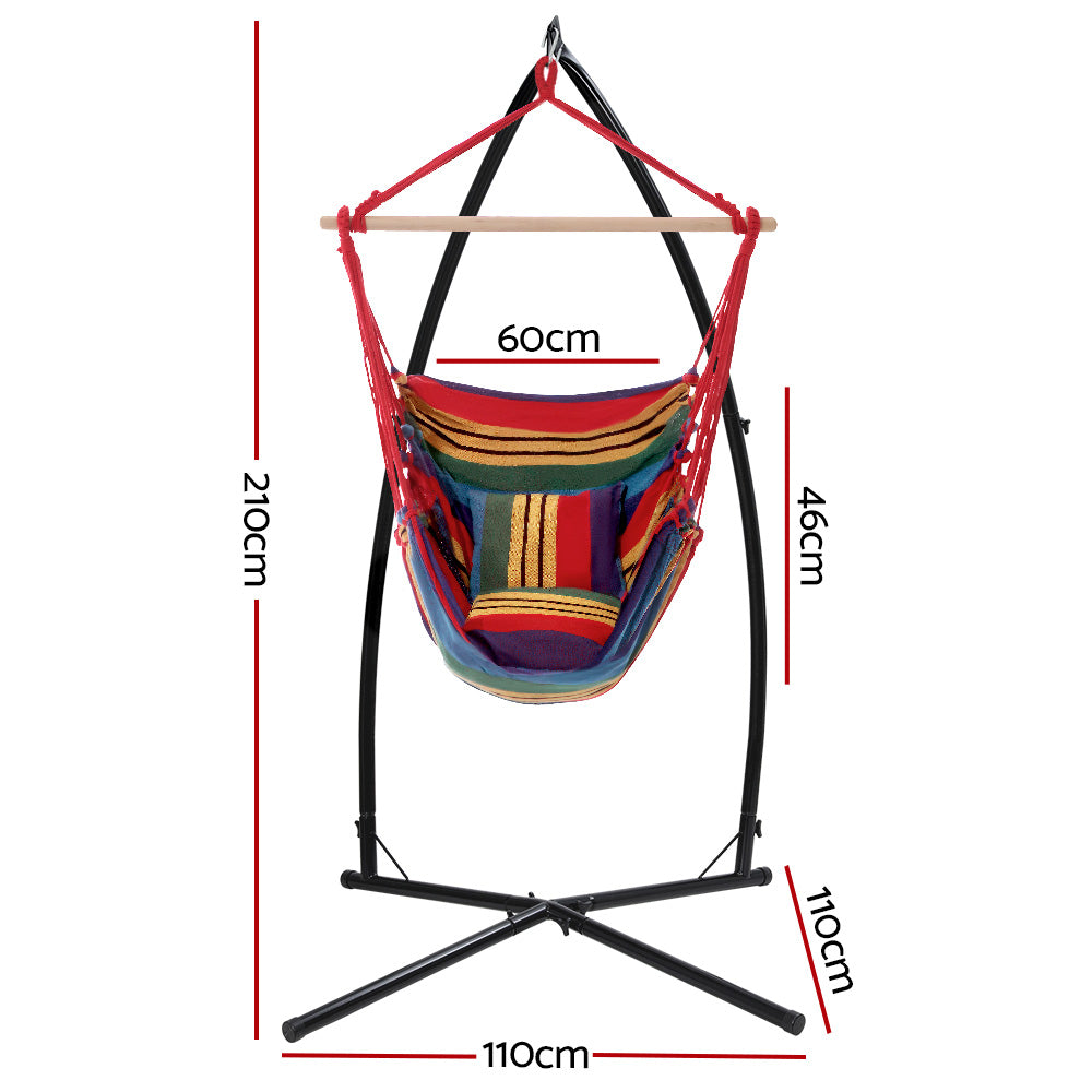 DSZ Product, feed-cond-new, feed-sl-DSZ Freight Payable, newGardeon Hammock Chair Outdoor Camping Hanging With Steel Stand Rainbow - Premium Furniture > Outdoor > Outdoor Chairs from Gardeon ! Shop Online Buy Now at S & D's Value Store Family Business Best Customer ServiceDSZ Product, feed-cond-new, feed-sl-DSZ Freight Payable, new