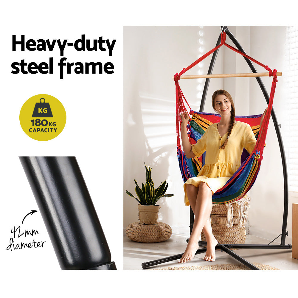 DSZ Product, feed-cond-new, feed-sl-DSZ Freight Payable, newGardeon Hammock Chair Outdoor Camping Hanging With Steel Stand Rainbow - Premium Furniture > Outdoor > Outdoor Chairs from Gardeon ! Shop Online Buy Now at S & D's Value Store Family Business Best Customer ServiceDSZ Product, feed-cond-new, feed-sl-DSZ Freight Payable, new