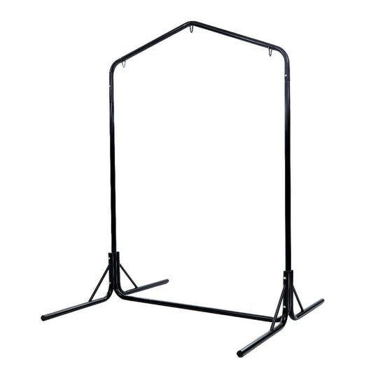 Gardeon heavy-duty hammock chair stand in black, designed for indoor and outdoor use, supports 200kg.