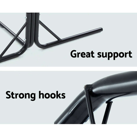 Gardeon hammock chair stand detail showcasing great support and strong hooks for stability and durability.