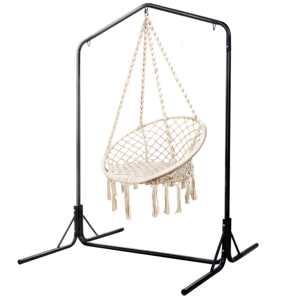 DSZ Product, feed-cond-new, feed-sl-DSZ Freight Payable, newGardeon Outdoor Hammock Chair With Stand Cotton Swing Relax Hanging 124Cm Cream - Premium Home & Garden > Hammocks > Hammocks & Accessories from Gardeon ! Shop Online Buy Now at S & D's Value Store Family Business Best Customer ServiceDSZ Product, feed-cond-new, feed-sl-DSZ Freight Payable, new