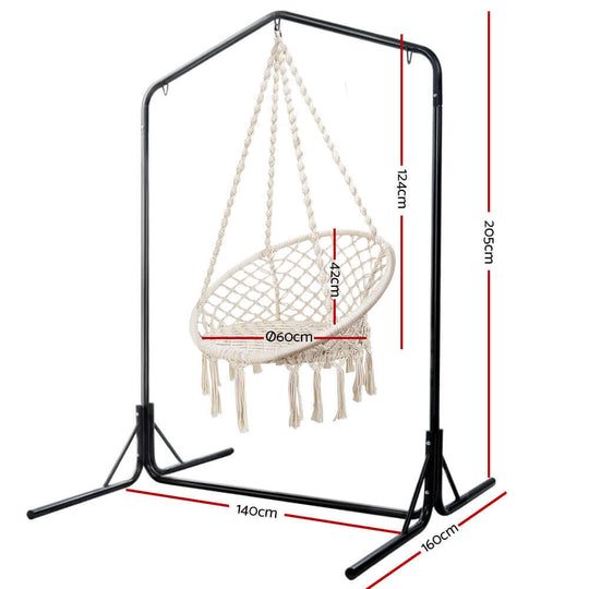 DSZ Product, feed-cond-new, feed-sl-DSZ Freight Payable, newGardeon Outdoor Hammock Chair With Stand Cotton Swing Relax Hanging 124Cm Cream - Premium Home & Garden > Hammocks > Hammocks & Accessories from Gardeon ! Shop Online Buy Now at S & D's Value Store Family Business Best Customer ServiceDSZ Product, feed-cond-new, feed-sl-DSZ Freight Payable, new