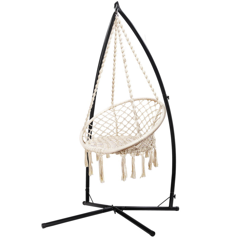 DSZ Product, feed-cond-new, feed-sl-DSZ Freight Payable, newGardeon Hammock Chair With Steel Stand Macrame Outdoor Swinging Cream - Premium Furniture > Outdoor > Outdoor Chairs from Gardeon ! Shop Online Buy Now at S & D's Value Store Family Business Best Customer ServiceDSZ Product, feed-cond-new, feed-sl-DSZ Freight Payable, new