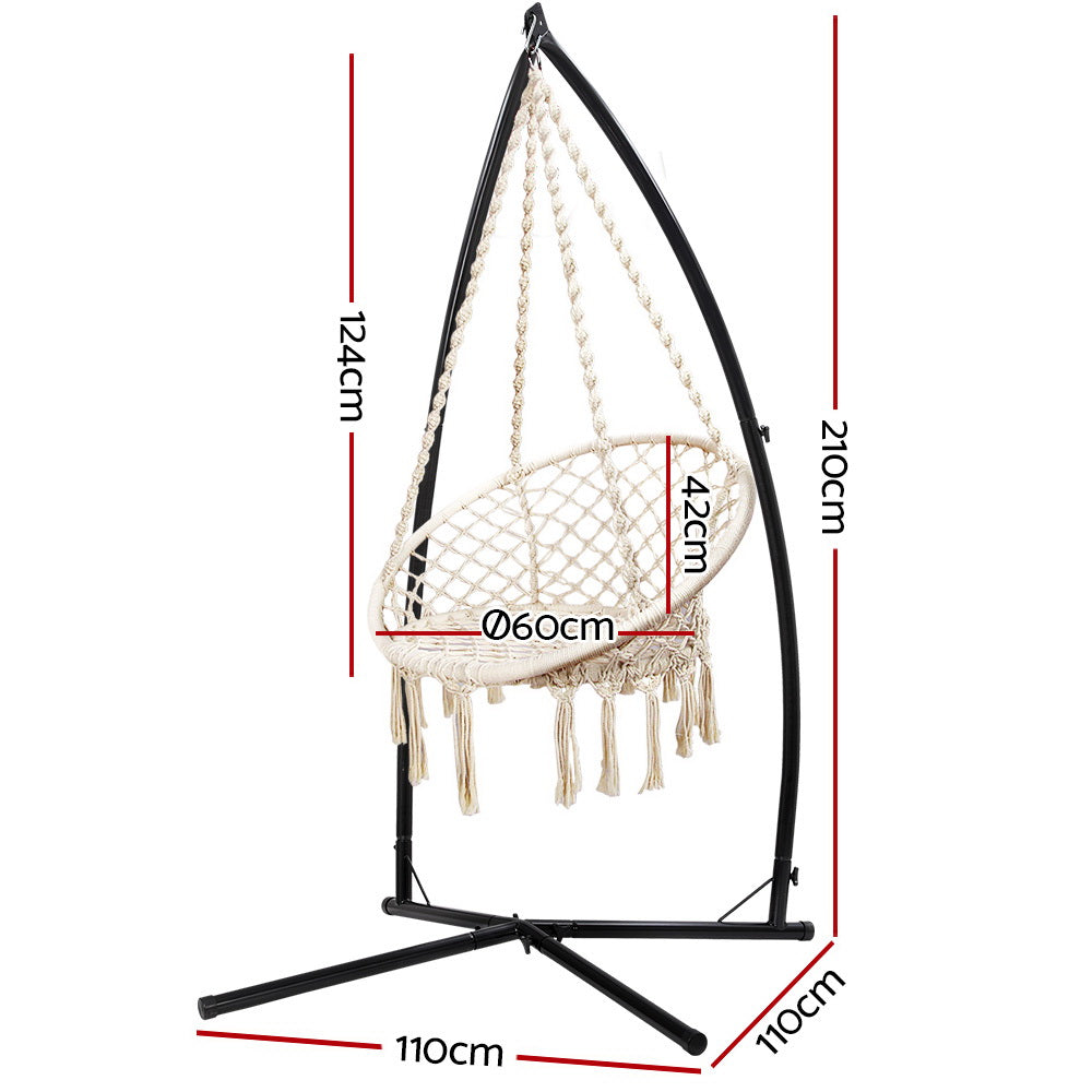 DSZ Product, feed-cond-new, feed-sl-DSZ Freight Payable, newGardeon Hammock Chair With Steel Stand Macrame Outdoor Swinging Cream - Premium Furniture > Outdoor > Outdoor Chairs from Gardeon ! Shop Online Buy Now at S & D's Value Store Family Business Best Customer ServiceDSZ Product, feed-cond-new, feed-sl-DSZ Freight Payable, new