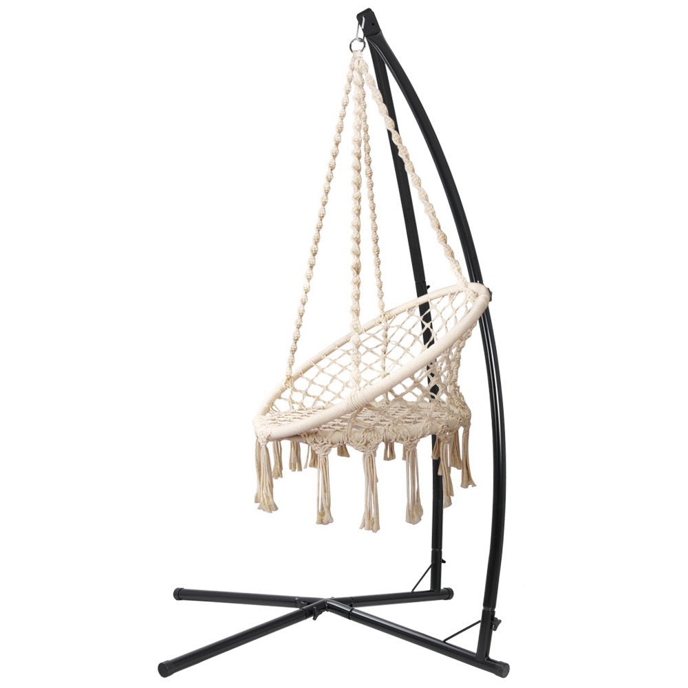 DSZ Product, feed-cond-new, feed-sl-DSZ Freight Payable, newGardeon Hammock Chair With Steel Stand Macrame Outdoor Swinging Cream - Premium Furniture > Outdoor > Outdoor Chairs from Gardeon ! Shop Online Buy Now at S & D's Value Store Family Business Best Customer ServiceDSZ Product, feed-cond-new, feed-sl-DSZ Freight Payable, new