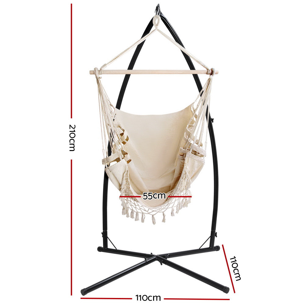 DSZ Product, feed-cond-new, feed-sl-DSZ Freight Payable, newGardeon Hammock Chair With Steel Stand Hanging Outdoor Tassel Cream - Premium Furniture > Outdoor > Outdoor Chairs from Gardeon ! Shop Online Buy Now at S & D's Value Store Family Business Best Customer ServiceDSZ Product, feed-cond-new, feed-sl-DSZ Freight Payable, new