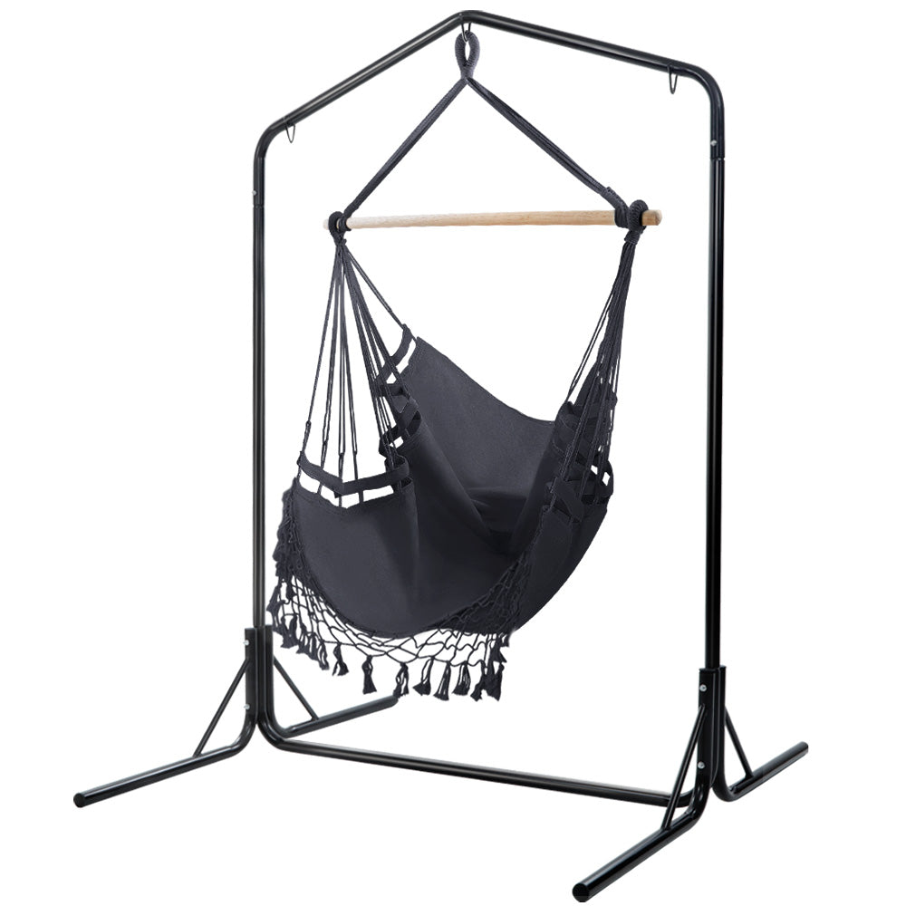 DSZ Product, feed-cond-new, feed-sl-DSZ Freight Payable, newGardeon Outdoor Hammock Chair With Stand Tassel Hanging Rope Hammocks Grey - Premium Furniture > Outdoor > Outdoor Chairs from Gardeon ! Shop Online Buy Now at S & D's Value Store Family Business Best Customer ServiceDSZ Product, feed-cond-new, feed-sl-DSZ Freight Payable, new