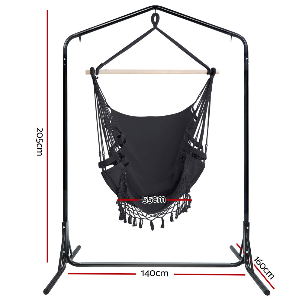 DSZ Product, feed-cond-new, feed-sl-DSZ Freight Payable, newGardeon Outdoor Hammock Chair With Stand Tassel Hanging Rope Hammocks Grey - Premium Furniture > Outdoor > Outdoor Chairs from Gardeon ! Shop Online Buy Now at S & D's Value Store Family Business Best Customer ServiceDSZ Product, feed-cond-new, feed-sl-DSZ Freight Payable, new