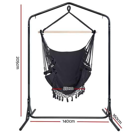 DSZ Product, feed-cond-new, feed-sl-DSZ Freight Payable, newGardeon Outdoor Hammock Chair With Stand Tassel Hanging Rope Hammocks Grey - Premium Furniture > Outdoor > Outdoor Chairs from Gardeon ! Shop Online Buy Now at S & D's Value Store Family Business Best Customer ServiceDSZ Product, feed-cond-new, feed-sl-DSZ Freight Payable, new