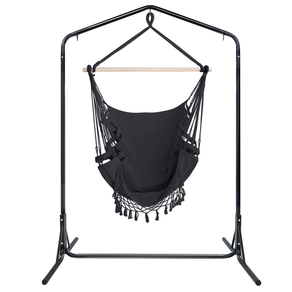 DSZ Product, feed-cond-new, feed-sl-DSZ Freight Payable, newGardeon Outdoor Hammock Chair With Stand Tassel Hanging Rope Hammocks Grey - Premium Furniture > Outdoor > Outdoor Chairs from Gardeon ! Shop Online Buy Now at S & D's Value Store Family Business Best Customer ServiceDSZ Product, feed-cond-new, feed-sl-DSZ Freight Payable, new