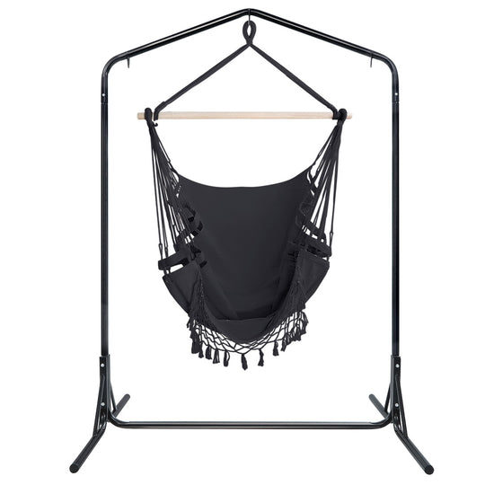 DSZ Product, feed-cond-new, feed-sl-DSZ Freight Payable, newGardeon Outdoor Hammock Chair With Stand Tassel Hanging Rope Hammocks Grey - Premium Furniture > Outdoor > Outdoor Chairs from Gardeon ! Shop Online Buy Now at S & D's Value Store Family Business Best Customer ServiceDSZ Product, feed-cond-new, feed-sl-DSZ Freight Payable, new