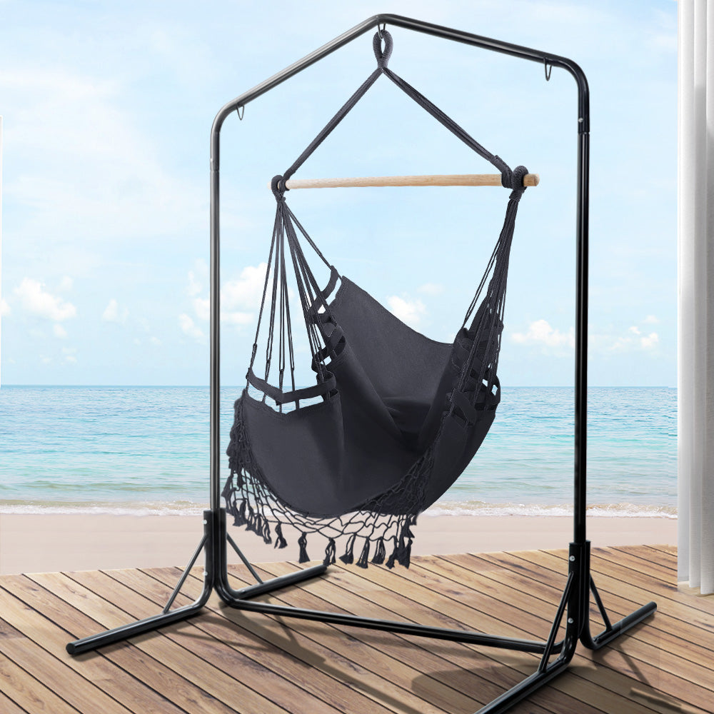 DSZ Product, feed-cond-new, feed-sl-DSZ Freight Payable, newGardeon Outdoor Hammock Chair With Stand Tassel Hanging Rope Hammocks Grey - Premium Furniture > Outdoor > Outdoor Chairs from Gardeon ! Shop Online Buy Now at S & D's Value Store Family Business Best Customer ServiceDSZ Product, feed-cond-new, feed-sl-DSZ Freight Payable, new