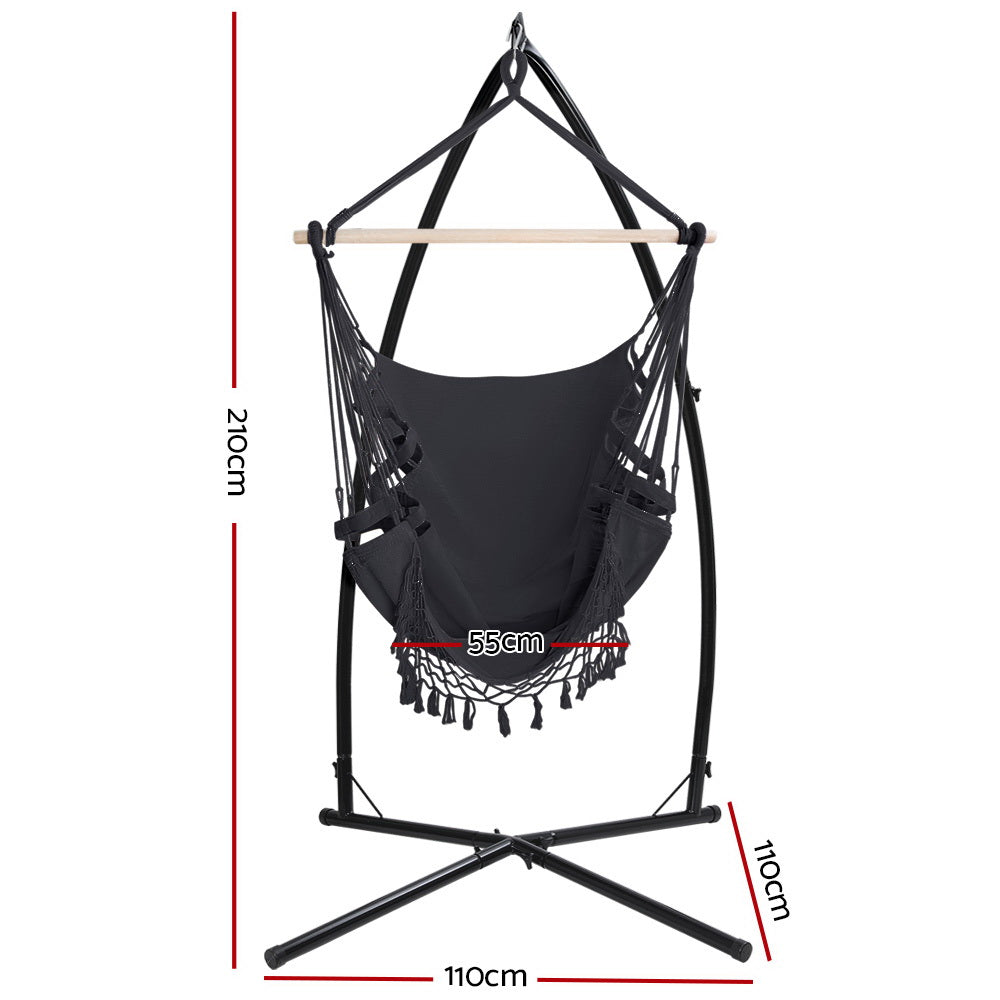 DSZ Product, feed-cond-new, feed-sl-DSZ Freight Payable, newGardeon Hammock Chair With Steel Stand Hanging Outdoor Tassel Grey - Premium Furniture > Outdoor > Outdoor Chairs from Gardeon ! Shop Online Buy Now at S & D's Value Store Family Business Best Customer ServiceDSZ Product, feed-cond-new, feed-sl-DSZ Freight Payable, new