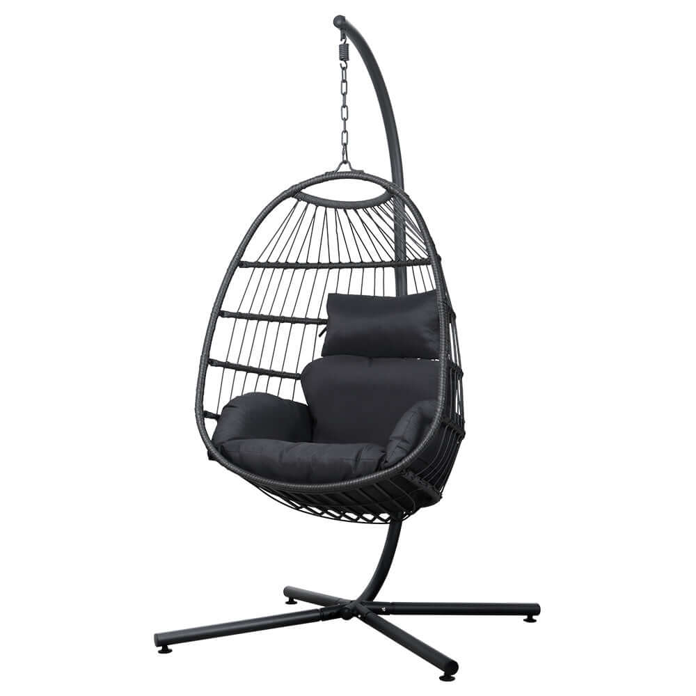 Gardeon outdoor grey egg swing chair with plush cushion, perfect for relaxing in any space, offering quality and affordable luxury.