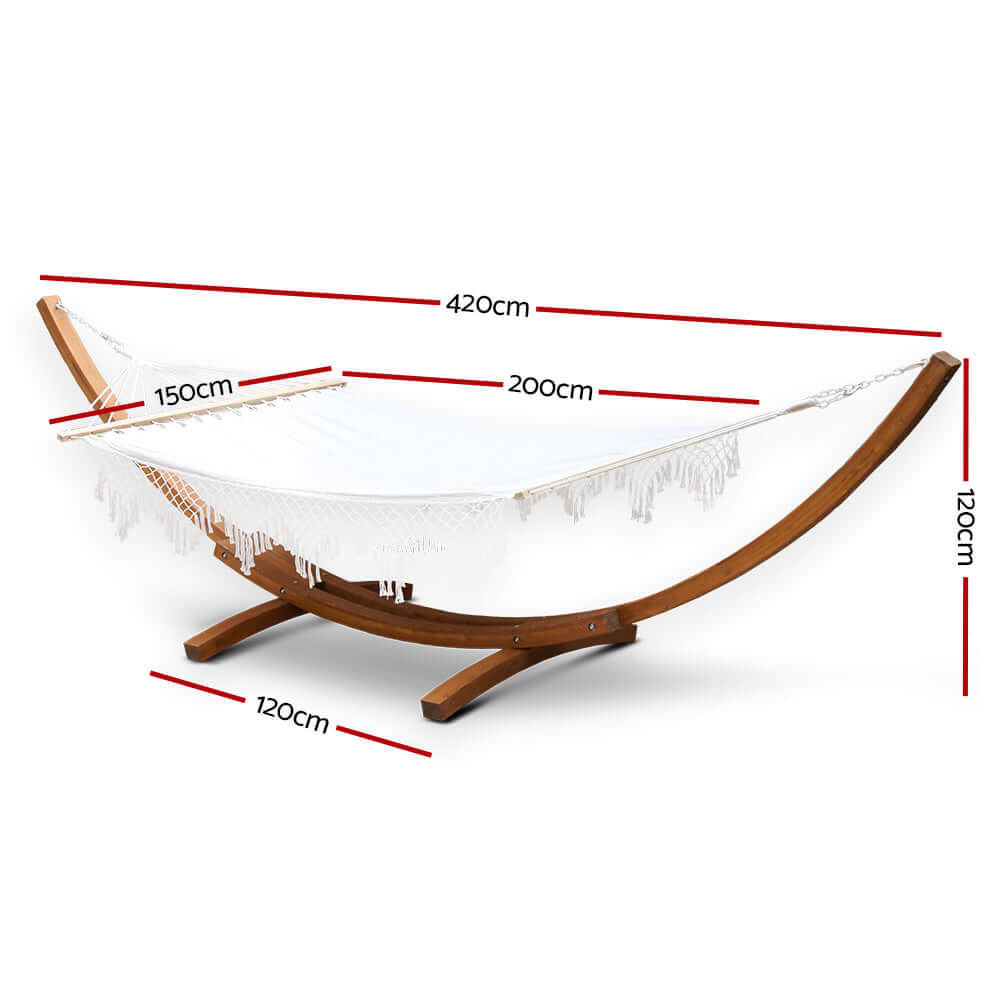 DSZ Product, feed-cond-new, feed-sl-DSZ Freight Payable, newGardeon Hammock Bed Outdoor Camping Garden Tassel Timber Hammock White - Premium Home & Garden > Hammocks > Hammocks & Accessories from Gardeon ! Shop Online Buy Now at S & D's Value Store Family Business Best Customer ServiceDSZ Product, feed-cond-new, feed-sl-DSZ Freight Payable, new