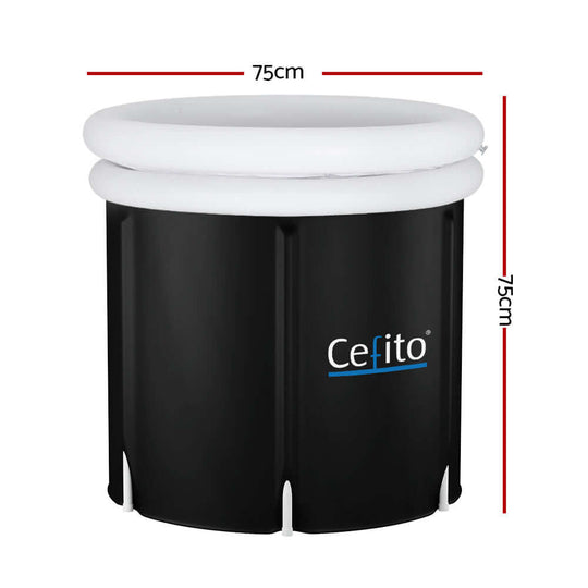 Weisshorn Portable Ice Bath Tub 75X75CM with sturdy black design and white top for effective post-workout recovery.