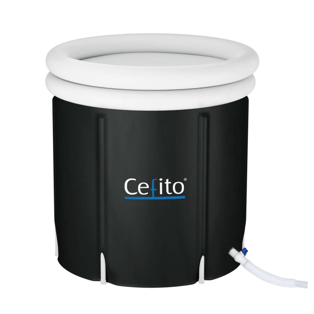 Cefito portable inflatable ice bath tub in black, featuring an ergonomic design for effective post-workout recovery.