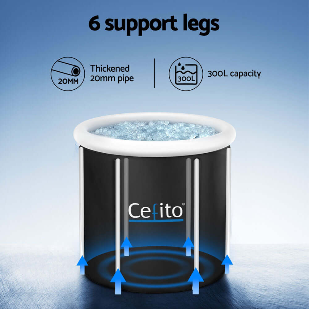 Weisshorn Inflatable Ice Bath Tub with 6 sturdy support legs and 300L capacity for effective post-workout recovery.