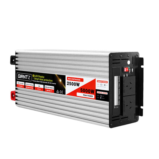 _label_, DSZ Product, feed-cond-new, feed-sl-free shipping, free-shipping, newGiantz Power Inverter 12V To 240V 2500W/5000W Pure Sine Wave Camping Car Boat - Premium Outdoor Recreation > Camping > Batteries & Generators from Giantz ! Shop Online Buy Now at S & D's Value Store Family Business Best Customer Service_label_, DSZ Product, feed-cond-new, feed-sl-free shipping, free-shipping, new