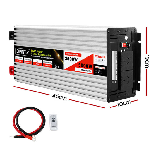 _label_, DSZ Product, feed-cond-new, feed-sl-free shipping, free-shipping, newGiantz Power Inverter 12V To 240V 2500W/5000W Pure Sine Wave Camping Car Boat - Premium Outdoor Recreation > Camping > Batteries & Generators from Giantz ! Shop Online Buy Now at S & D's Value Store Family Business Best Customer Service_label_, DSZ Product, feed-cond-new, feed-sl-free shipping, free-shipping, new