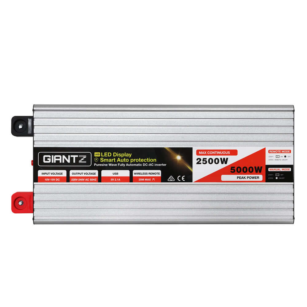 _label_, DSZ Product, feed-cond-new, feed-sl-free shipping, free-shipping, newGiantz Power Inverter 12V To 240V 2500W/5000W Pure Sine Wave Camping Car Boat - Premium Outdoor Recreation > Camping > Batteries & Generators from Giantz ! Shop Online Buy Now at S & D's Value Store Family Business Best Customer Service_label_, DSZ Product, feed-cond-new, feed-sl-free shipping, free-shipping, new