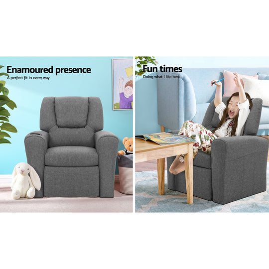 DSZ Product, feed-cond-new, feed-sl-DSZ Freight Payable, newKeezi Kids Recliner Chair Linen Soft Sofa Lounge Couch Children Armchair Grey - Premium Furniture > Bar Stools & Chairs > Arm Chairs & Recliners from Keezi ! Shop Online Buy Now at S & D's Value Store Family Business Best Customer ServiceDSZ Product, feed-cond-new, feed-sl-DSZ Freight Payable, new