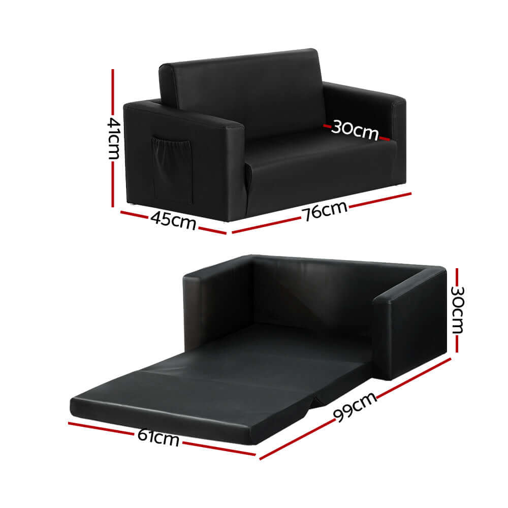 DSZ Product, feed-cond-new, feed-sl-DSZ Freight Payable, newKeezi Kids Sofa 2 Seater Children Flip Open Couch Pu Leather Armchair Black - Premium Baby & Kids > Kid's Furniture > Kid's Tables, Chairs & Seats from Keezi ! Shop Online Buy Now at S & D's Value Store Family Business Best Customer ServiceDSZ Product, feed-cond-new, feed-sl-DSZ Freight Payable, new