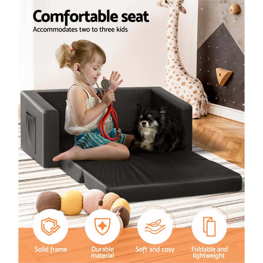 DSZ Product, feed-cond-new, feed-sl-DSZ Freight Payable, newKeezi Kids Sofa 2 Seater Children Flip Open Couch Pu Leather Armchair Black - Premium Baby & Kids > Kid's Furniture > Kid's Tables, Chairs & Seats from Keezi ! Shop Online Buy Now at S & D's Value Store Family Business Best Customer ServiceDSZ Product, feed-cond-new, feed-sl-DSZ Freight Payable, new