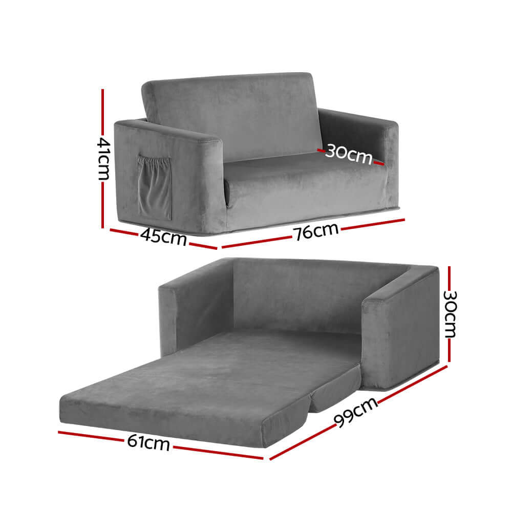 DSZ Product, feed-cond-new, feed-sl-DSZ Freight Payable, newKeezi Kids Sofa 2 Seater Children Flip Open Couch Velvet Armchair Grey - Premium Baby & Kids > Baby & Kid's Toys > Pretend Play from Keezi ! Shop Online Buy Now at S & D's Value Store Family Business Best Customer ServiceDSZ Product, feed-cond-new, feed-sl-DSZ Freight Payable, new