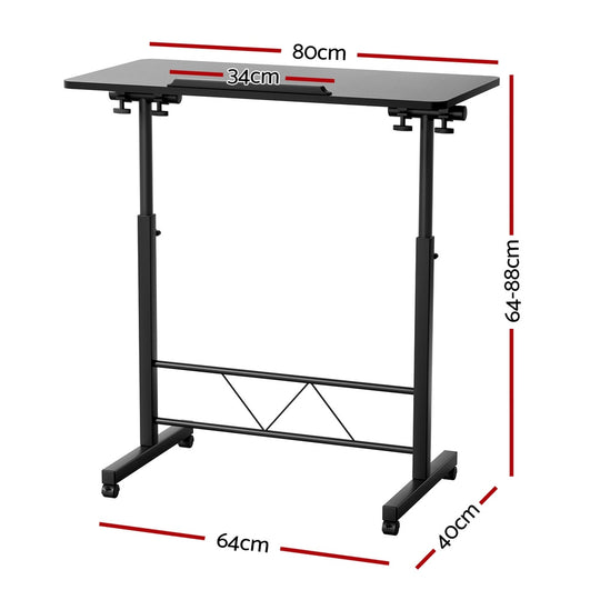 Artiss Laptop Desk Table Height Adjustable Wooden Bed Side Tables 80Cm Black