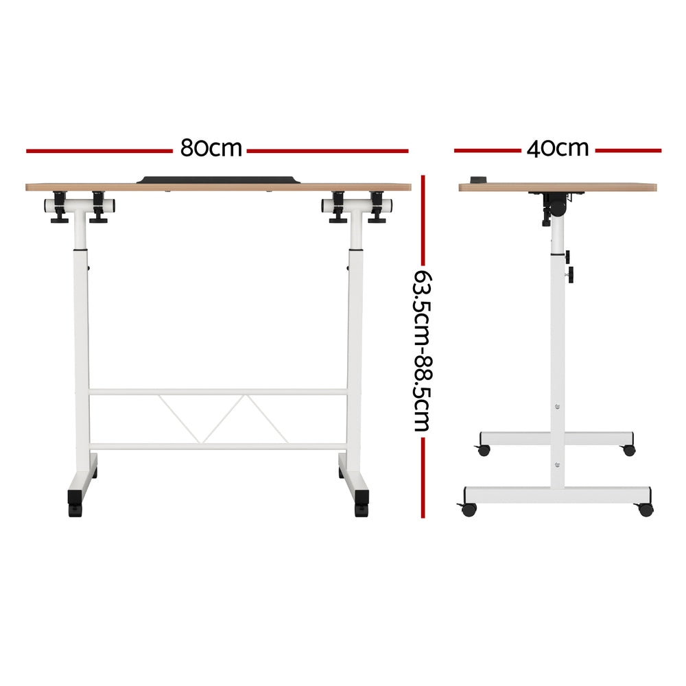 Artiss Laptop Desk Table Adjustable 80Cm Light Wood