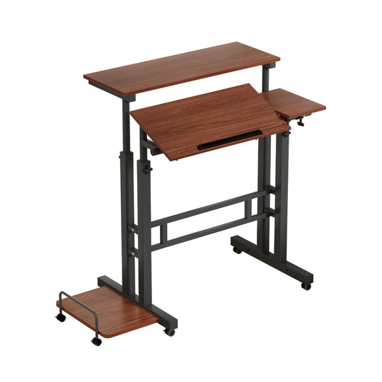 Artiss Laptop Desk Table Adjustable Dark Wood 80Cm